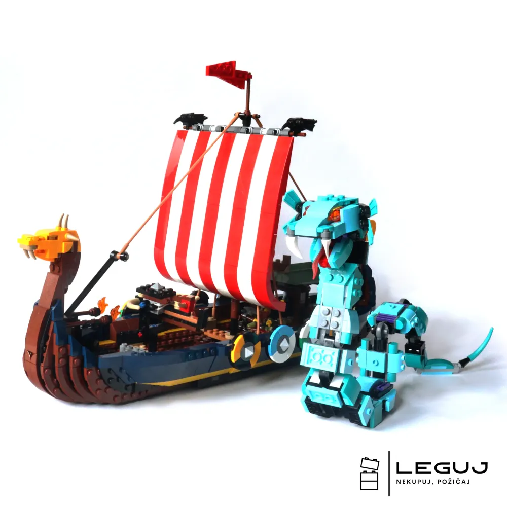 Vikinská loď a morský had